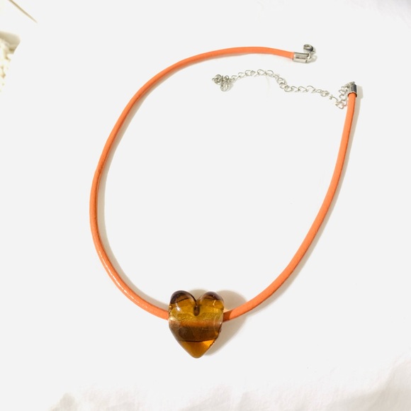 🧡NWT Free People Under The Sea Collar -Orange Heart Pendant Necklace 🧡 NWT - Picture 3 of 8
